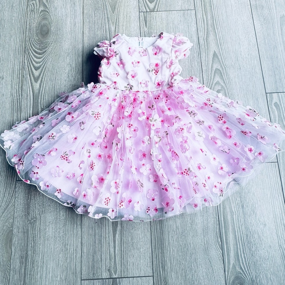 Pink Florar Baby Girl Dress 3 D